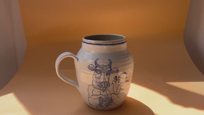 Handcrafted Large Ceramic Mug – Birds, Beasts & Queer Besties (Speckled Stoneware, 450ml)
