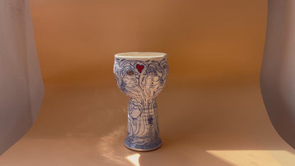 Handcrafted Ceramic Goblet - The Orchard Lovers (250ml, Speckled Stoneware)