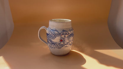 Handcrafted Large Ceramic Mug – Up In The Clouds (Speckled Stoneware, 450ml)