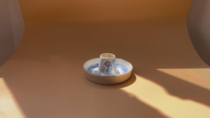 Handcrafted Ceramic Candlestick Holder – Swallow Design (Speckled Stoneware)